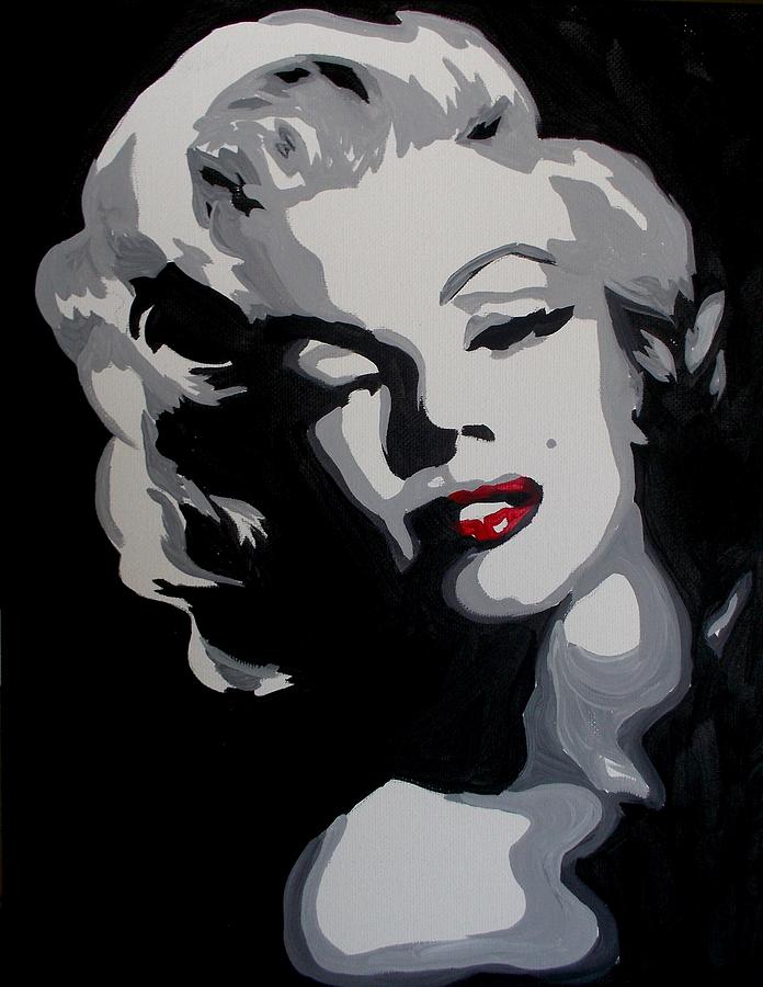 Marilyn Monroe Red Lips Painting by Marisela Mungia