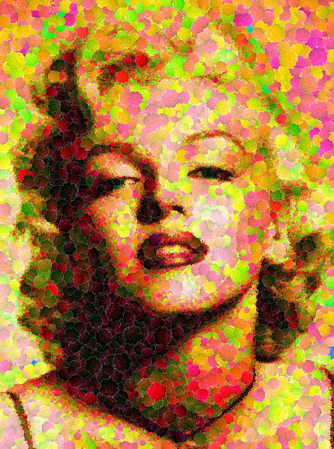 Marilyn Monroe - Roses Painting by Samuel Majcen | Fine Art America