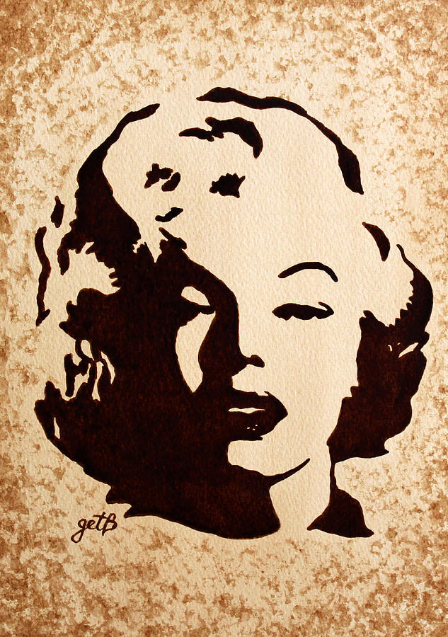 Marilyn Monroe Smile original coffee painting Painting by Georgeta Blanaru