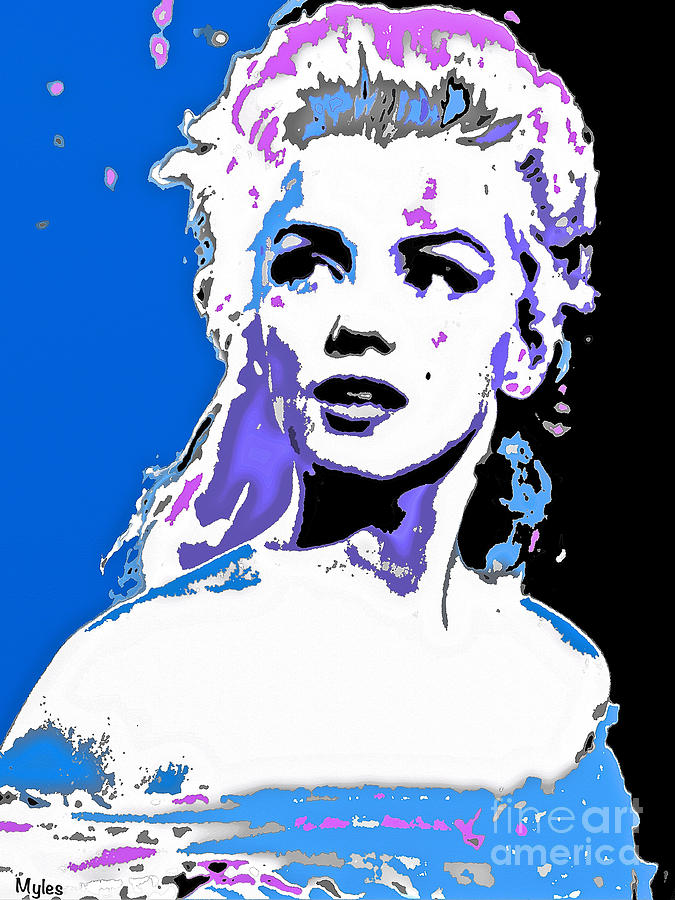 Marilyn Monroe so Beautiful in Blue Painting by Saundra Myles