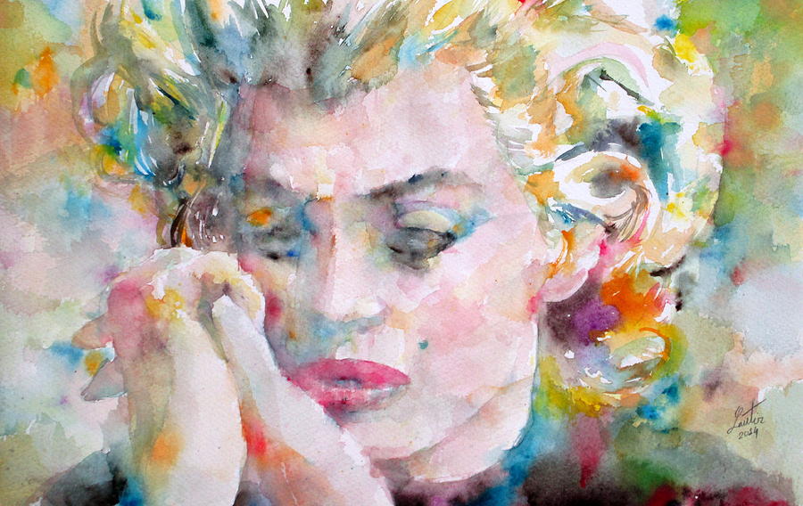 Marilyn Monroe Painting - MARILYN MONROE watercolor portrait by Fabrizio Cassetta