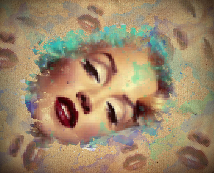 Marilyn Red Lips digital painting Painting by Georgeta Blanaru