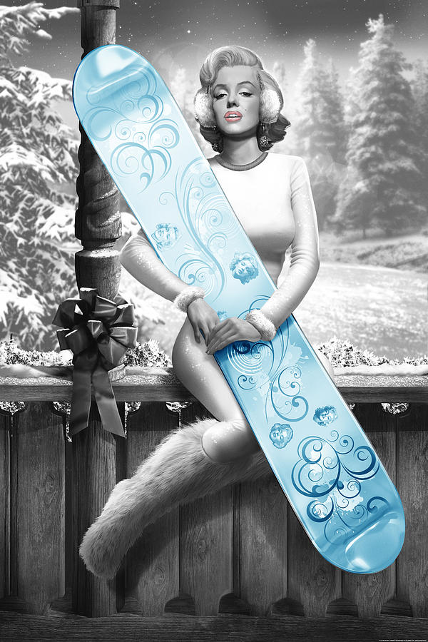 Marilyn Monroe Digital Art - Marilyn Snowboard by JJ Brando