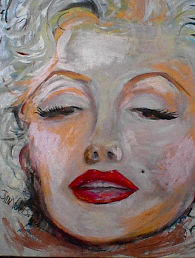 Marilyn with the red lips Painting by Jan VonBokel
