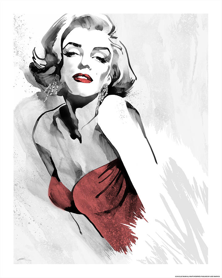 Marilyn Monroe Painting - Marilyns Pose Red Dress by Ellie Rahim