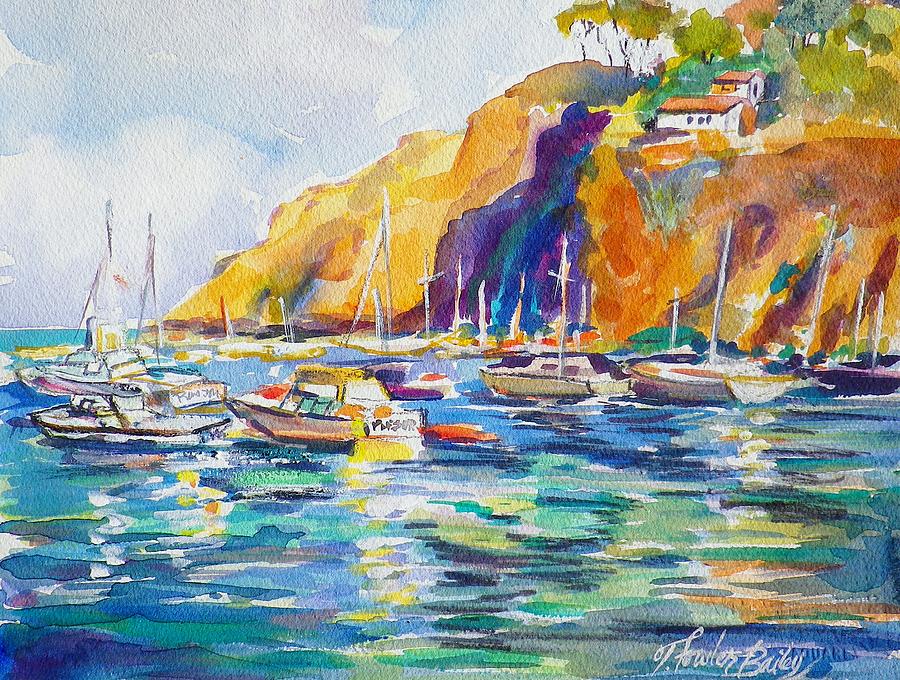 Beach Painting - Marina at Catalina by Tf Bailey