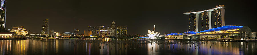 Marina Bay Singapore at night Photograph by Tony Mills