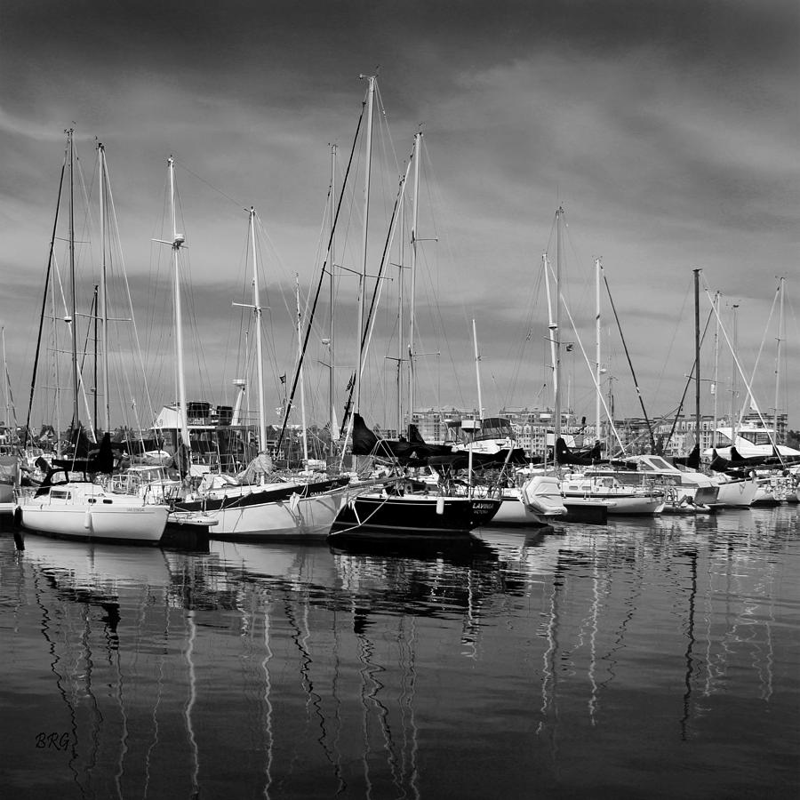 Marina Boats In Victoria British Columbia Black And White Photograph by Ben and Raisa Gertsberg