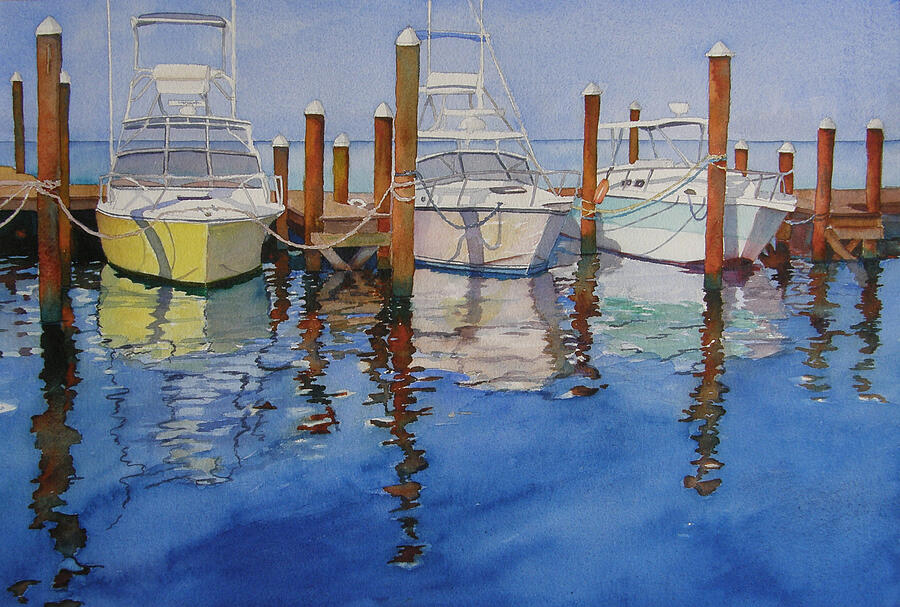 Boat Painting - Marina by Judy Mercer