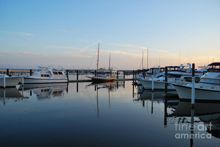 Boat Photograph - Marina Reflections At Sunrise by Bob Sample
