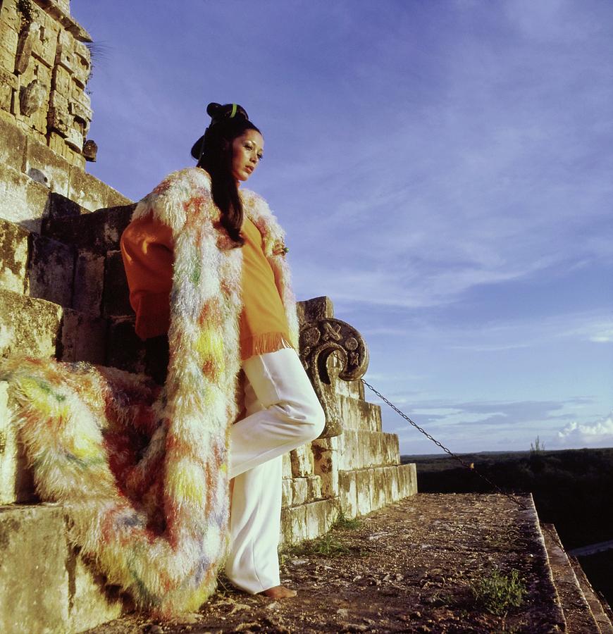 Marina Schiano Wearing A Painted Coat Photograph by Henry Clarke