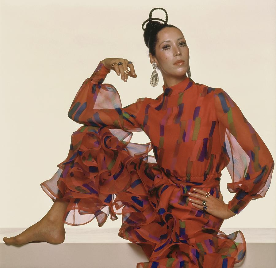 Marina Schiano Wearing A Silk Ensemble Photograph by Gianni Penati