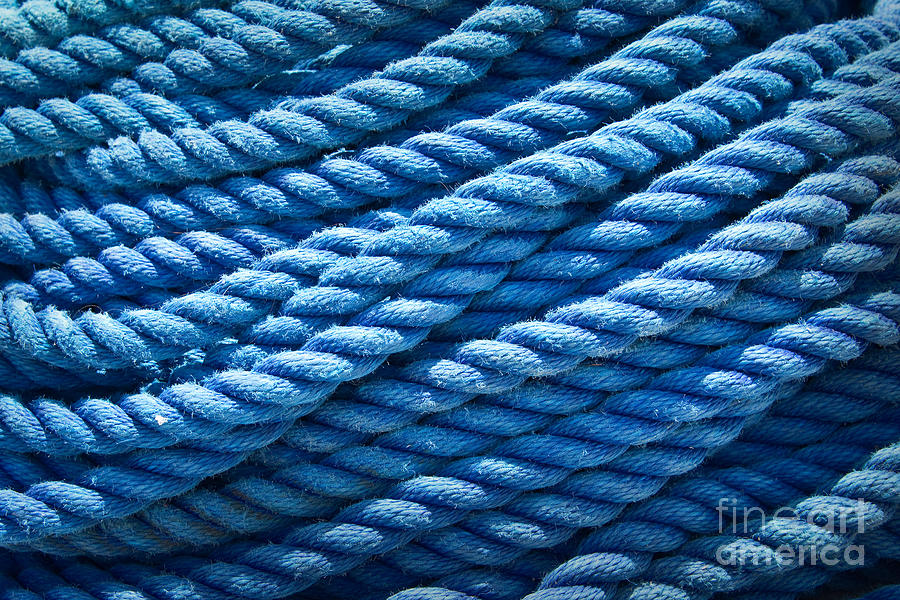 Blue mooring rope on a sailboat Photograph by Delphimages Photo ...