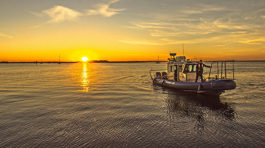 Marine Lab Research Boat at Sunset Photograph by Danny Mongosa