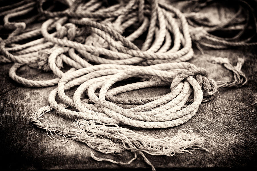 Marine ropes sepia fine art print Photograph by Matthias Hauser