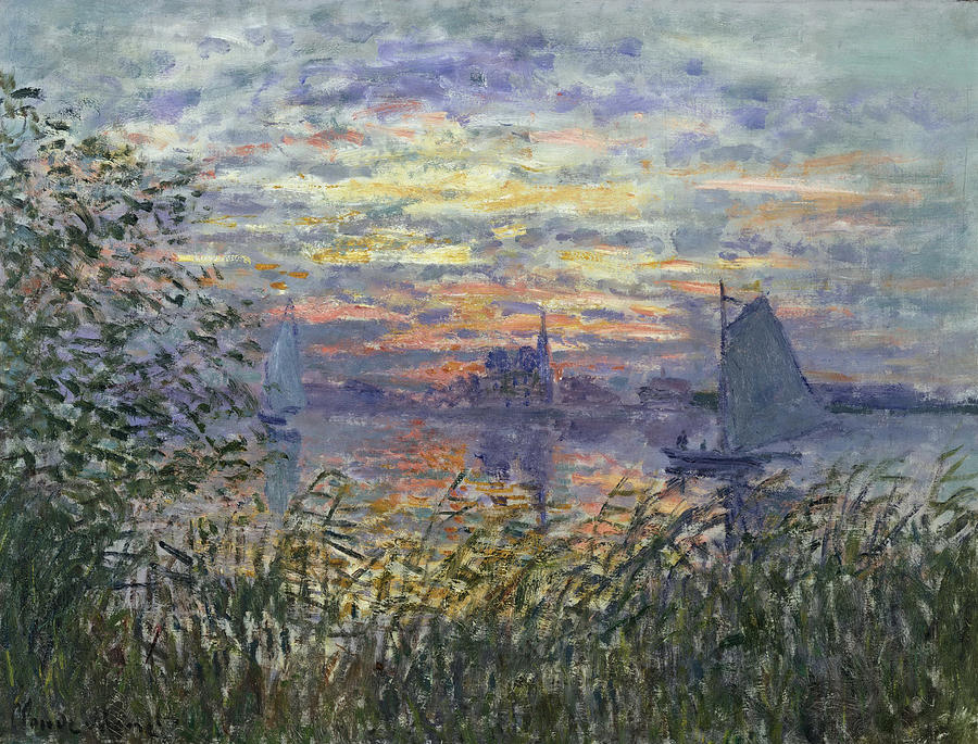 Claude Monet Painting - Marine View with a Sunset by Claude Monet