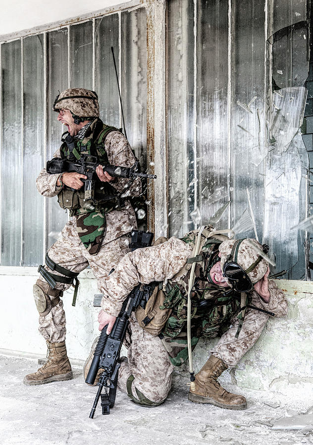 Marines Assault Team Under Intensive Photograph by Oleg Zabielin
