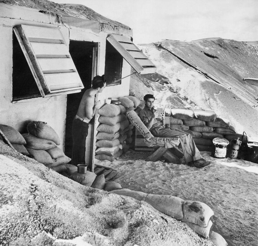 Marines Relax On Midway Island Photograph by Underwood Archives