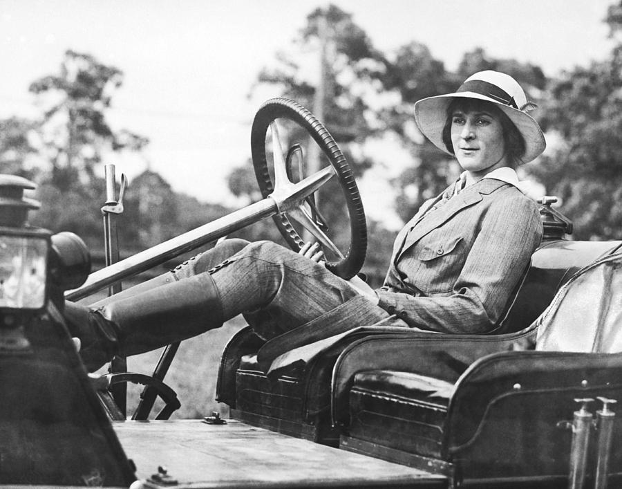 Marion Gaynor At The Wheel Photograph by Underwood Archives