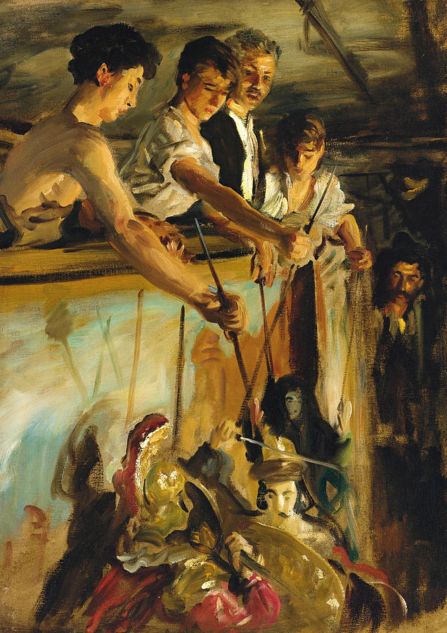 Marionettes. Behind the Curtain Painting by John Singer Sargent