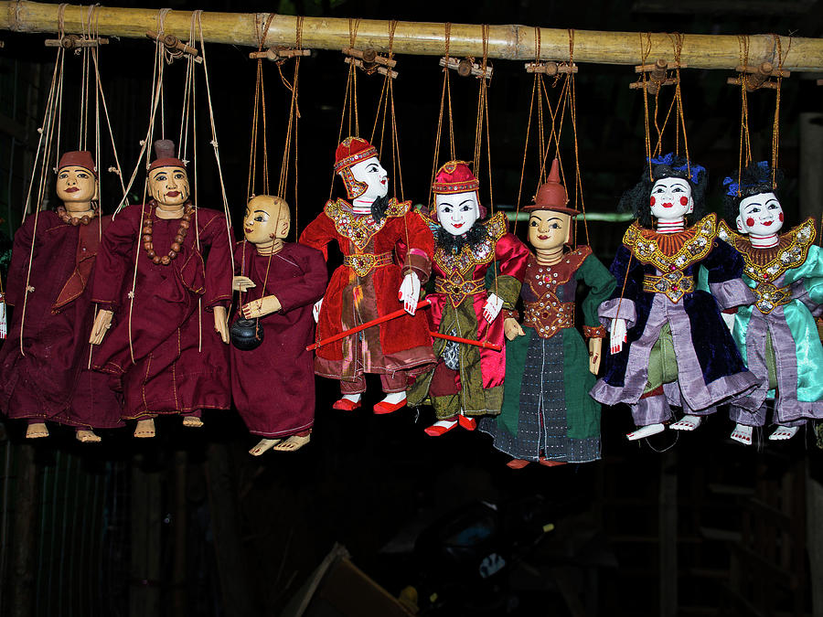 Horizontal Photograph - Marionettes For Sale At Bagan Market by Panoramic Images