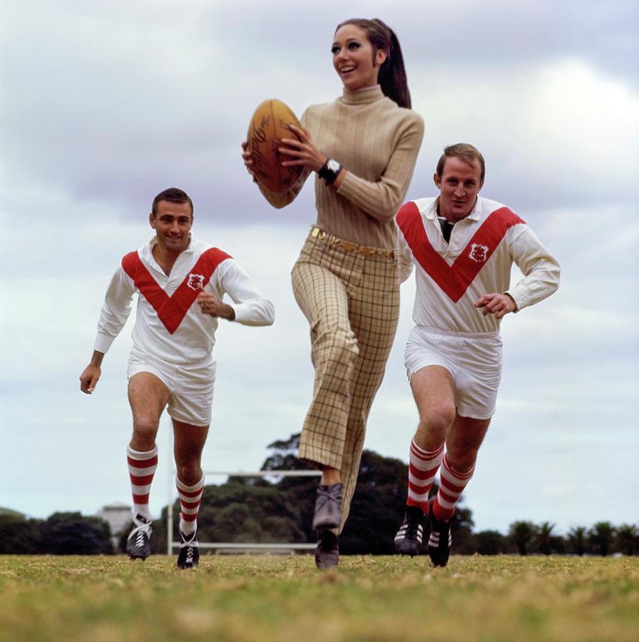 Marisa Berenson Playing Rugby Photograph by Arnaud de Rosnay