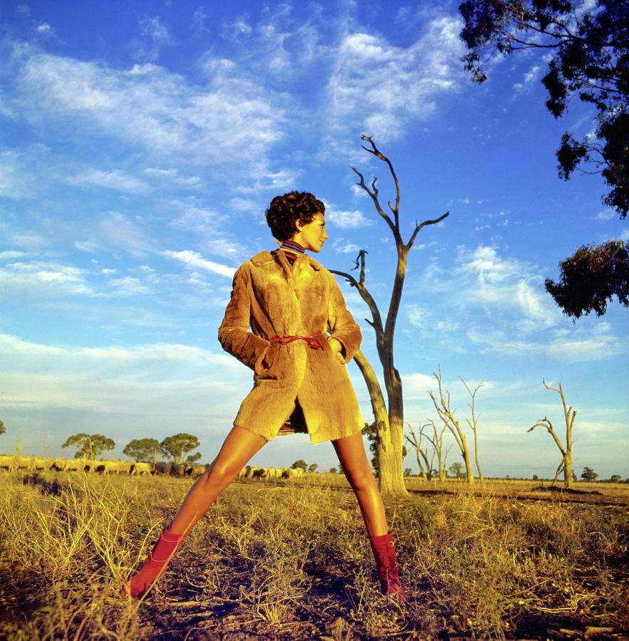 Marisa Berenson Wearing A Kangaroo Coat Photograph by Arnaud de Rosnay