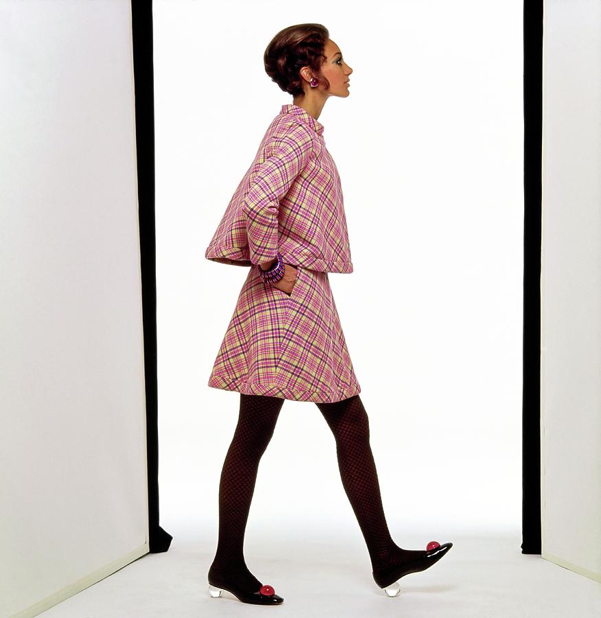 Marisa Berenson Wearing A Plaid Suit Photograph by Gianni Penati