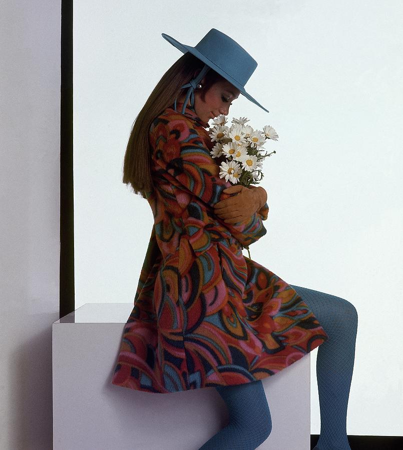 Marisa Berenson Wearing A Printed Coat Photograph by Gianni Penati