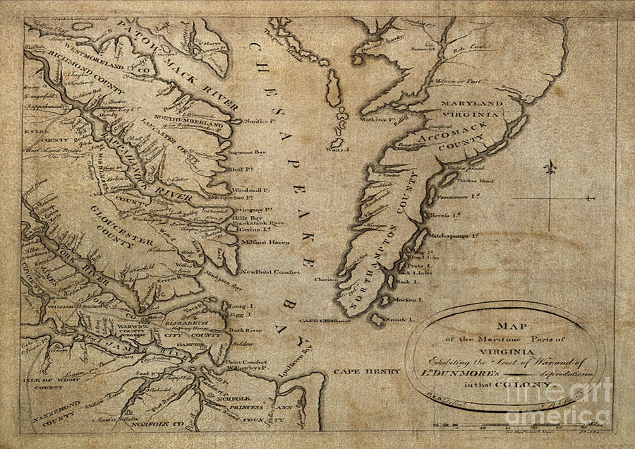 Maritime Map of Chesapeake Bay Virginia 1776 Digital Art by Melissa Messick