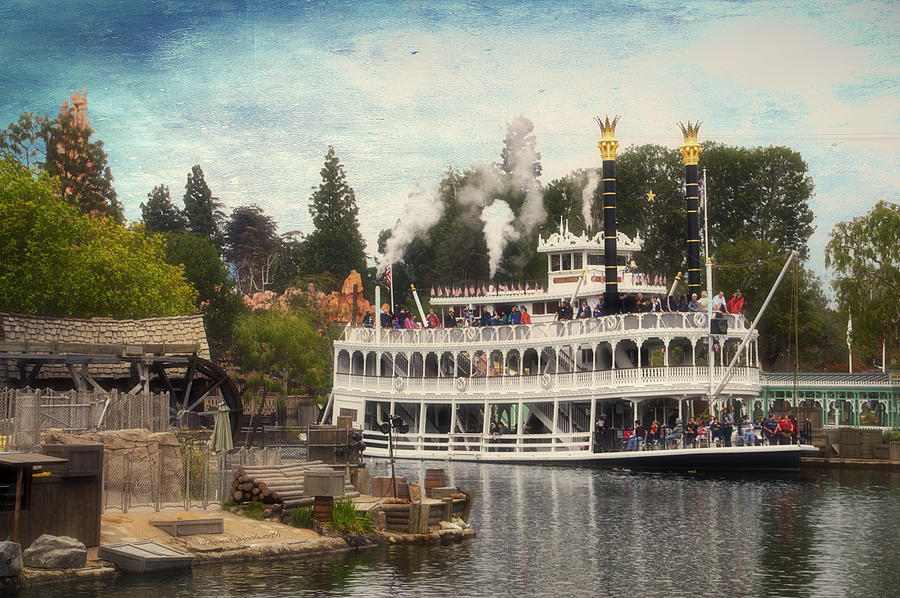 Mark Twain Riverboat Frontierland Disneyland Textured Sky Photograph by Thomas Woolworth