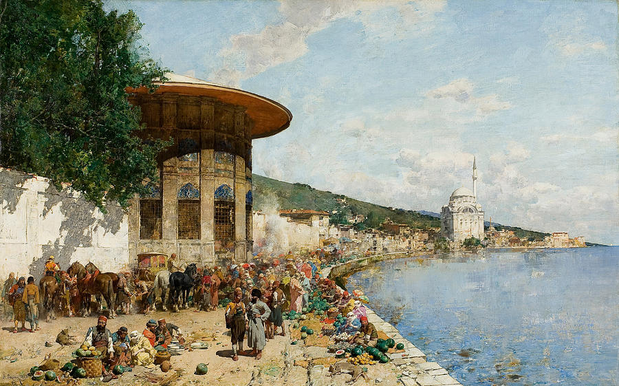 Market Day in Constantinople #1 Painting by Alberto Pasini