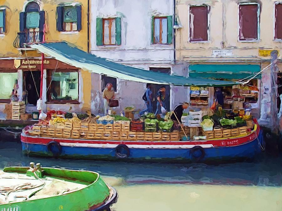 Market Day in Venice Painting by Jenny Hudson
