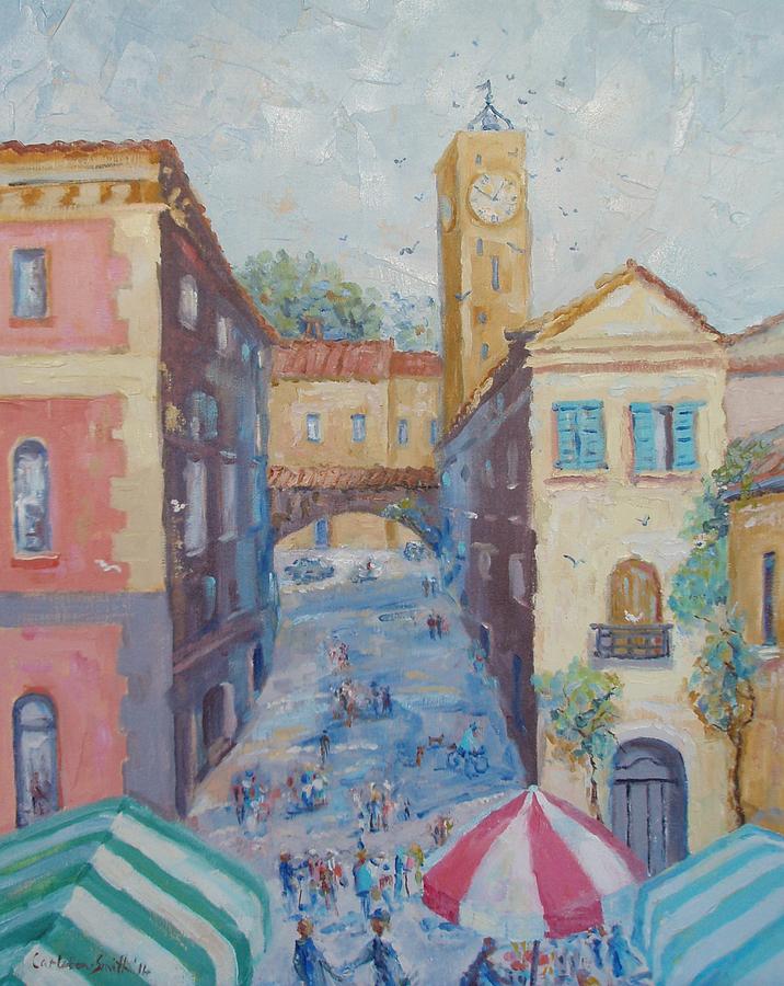 Market Day Orvieto Italy Painting by Elinor Fletcher
