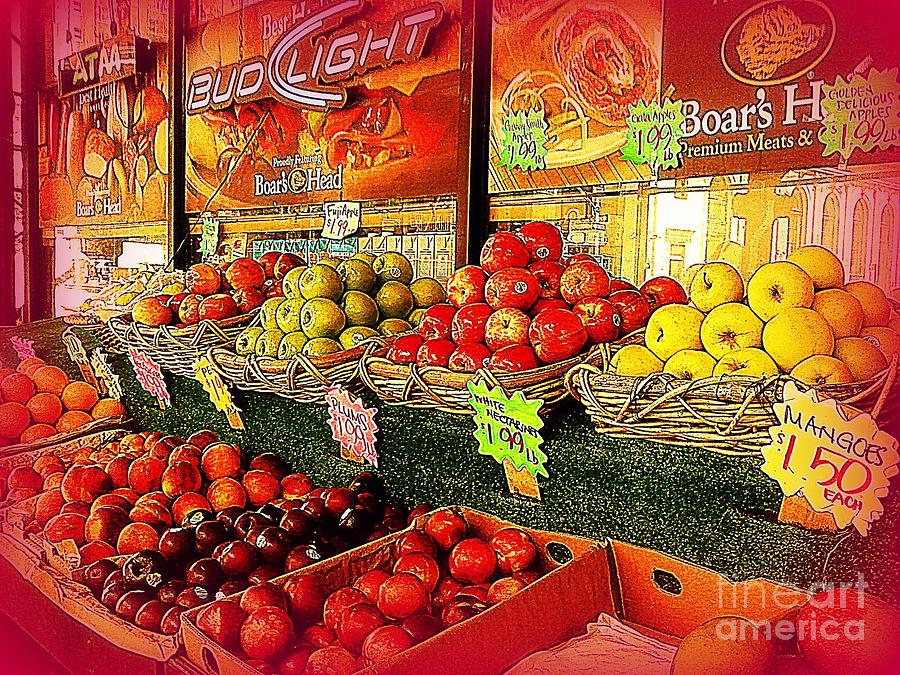Apples And Plums In Red - Outdoor Markets Of New York City Photograph