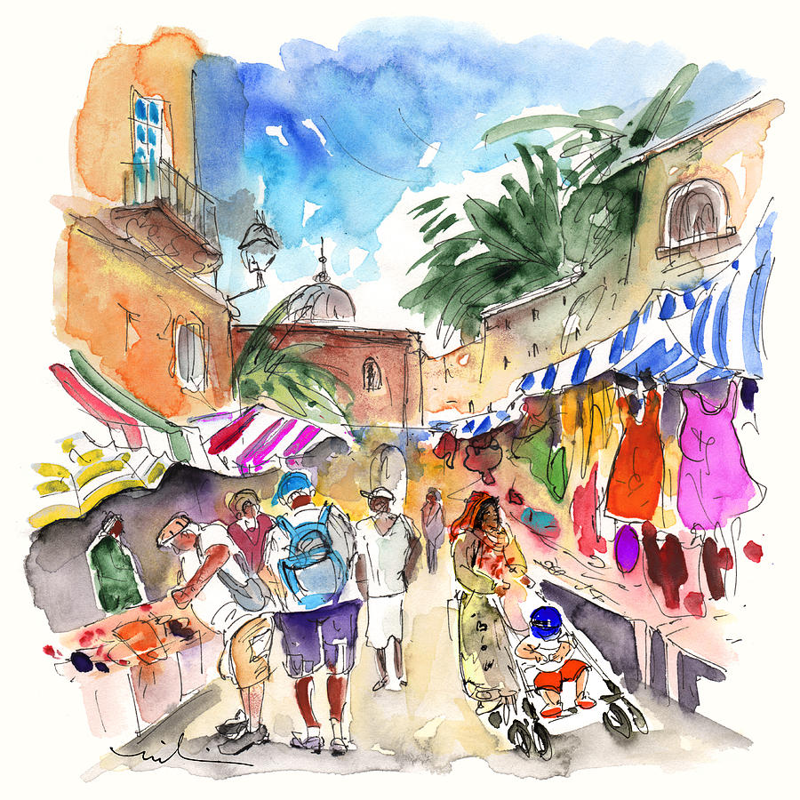 Market in Siracusa 01 Painting by Miki De Goodaboom
