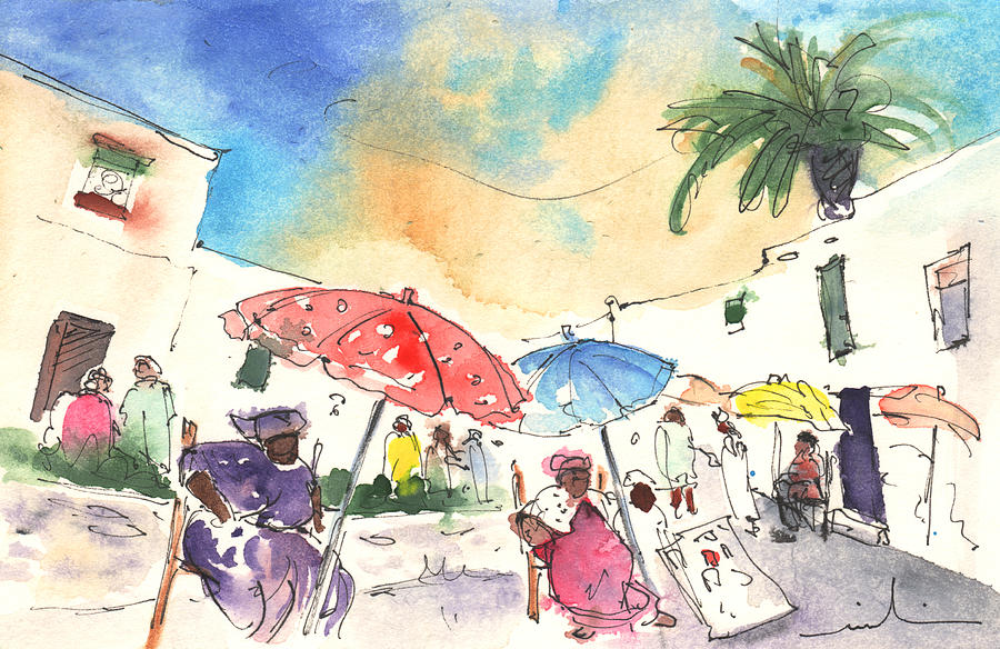 Market in Teguise in Lanzarote 01 Painting by Miki De Goodaboom