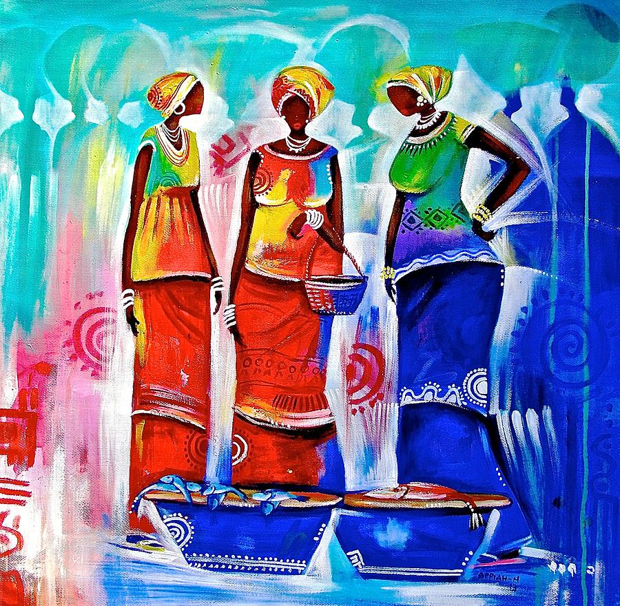Market Ladies Painting by Appiah Ntiaw