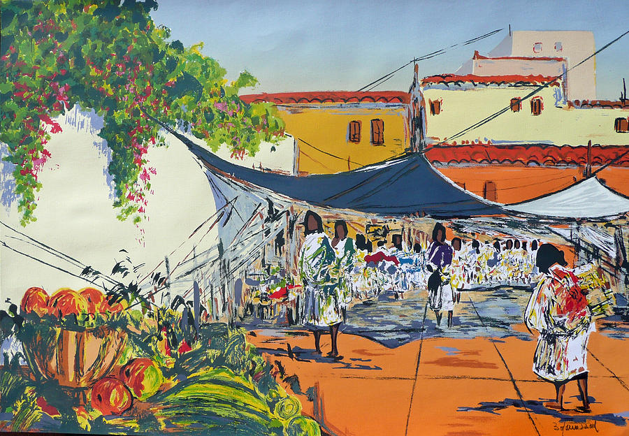 Market Painting by Leon Belauzaran 