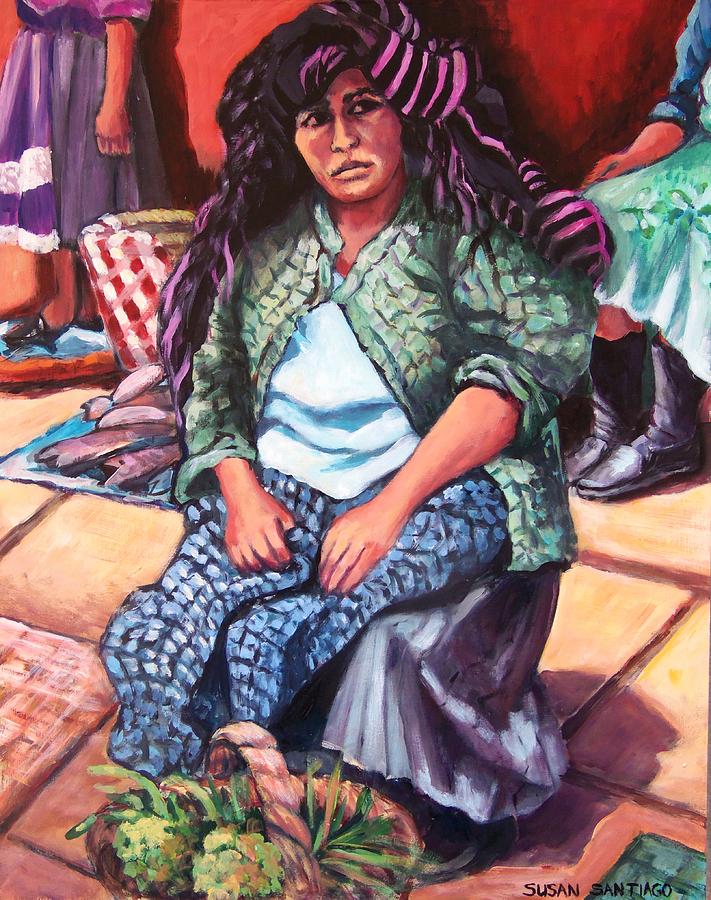 Market woman from Patzcuaro Painting by Susan Santiago
