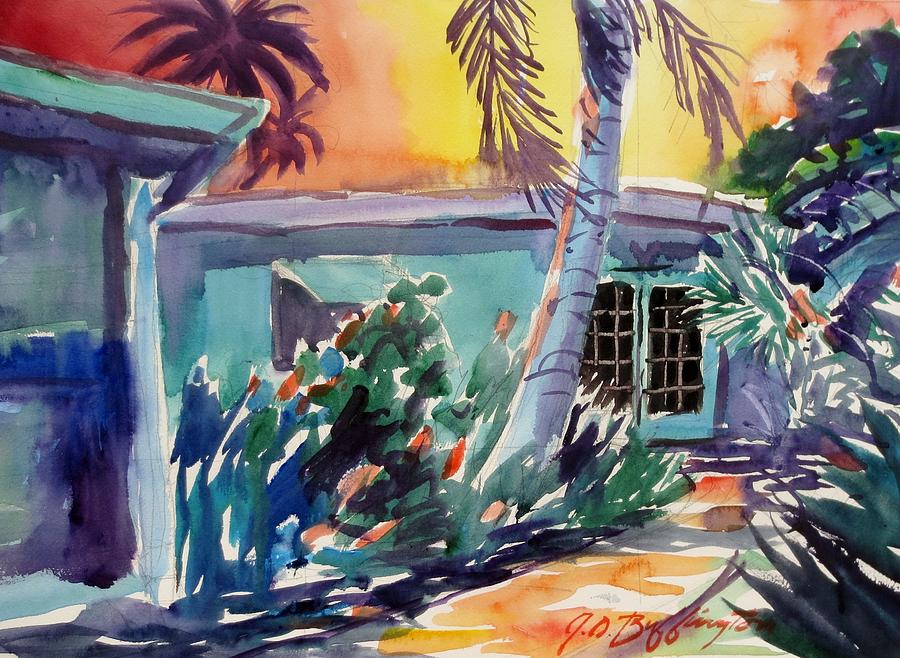 Landscape Painting - Marlas Beach House by JULES Buffington