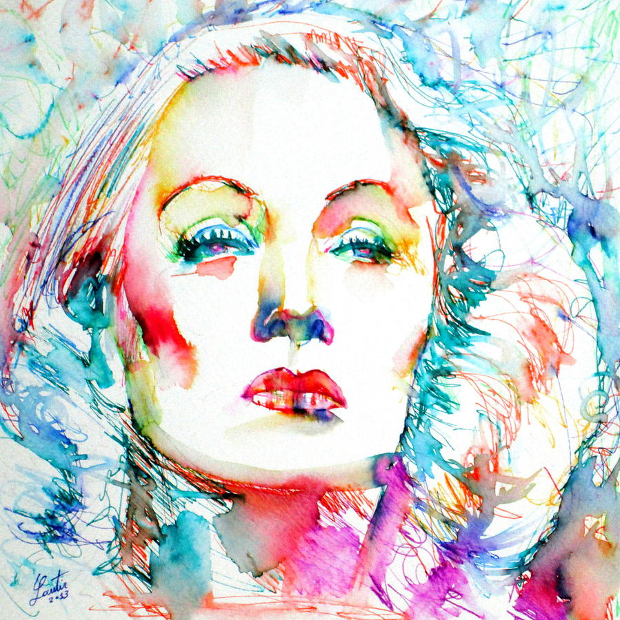 Marlene Dietrich Painting - MARLENE DIETRICH - colored pens portrait by Fabrizio Cassetta