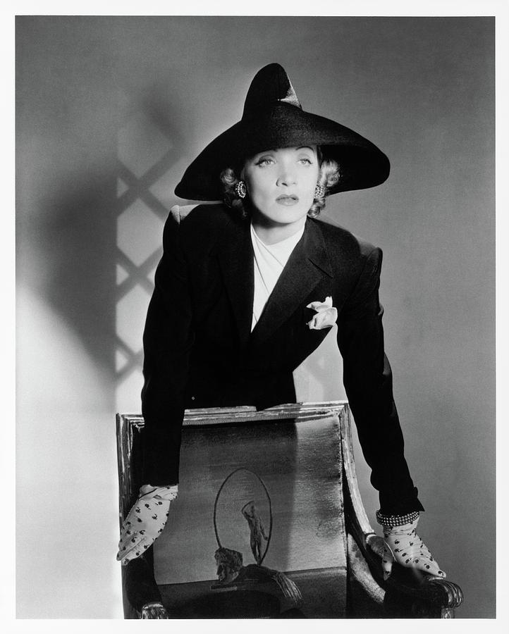 Marlene Dietrich Leaning Over Chair Photograph by Horst P. Horst