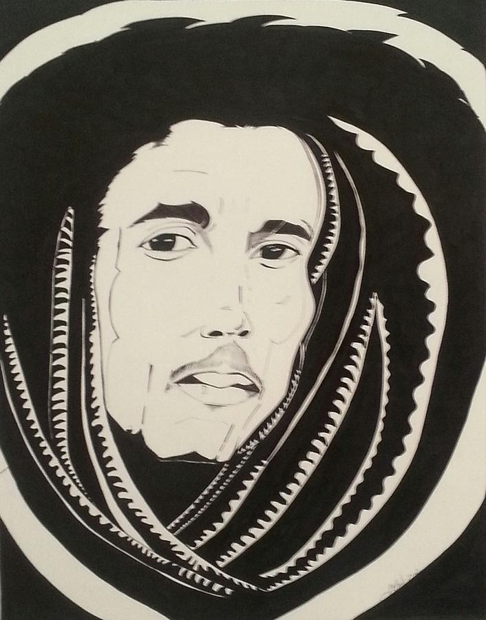 Bob Marley Drawing - Marley interpretation by JK Hunt