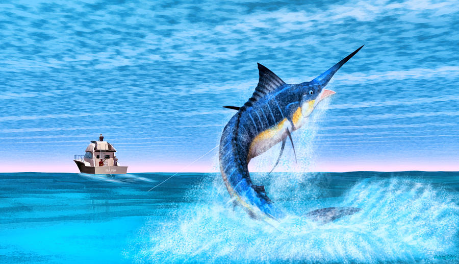 Marlin fishing Digital Art by Walter Colvin