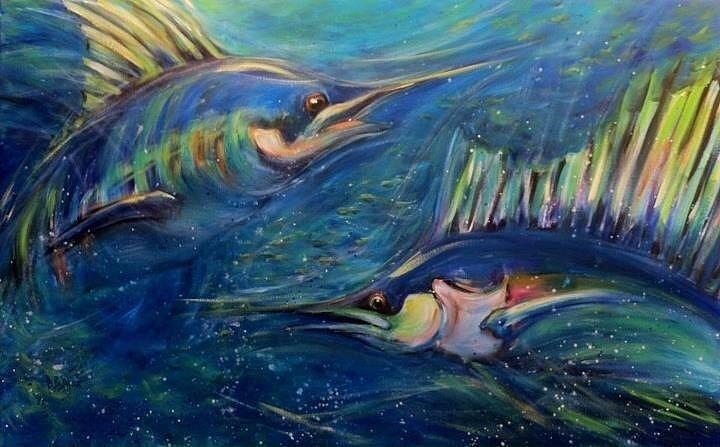Marlins For My Darlin Painting By Donna Burgess