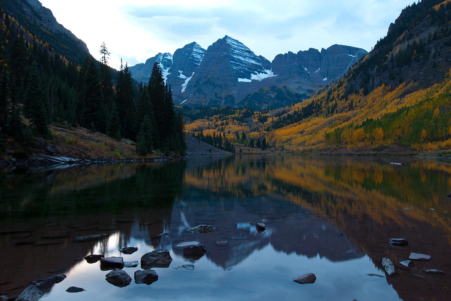 Nature Photograph - Maroon Bells Autumn by Cascade Colors