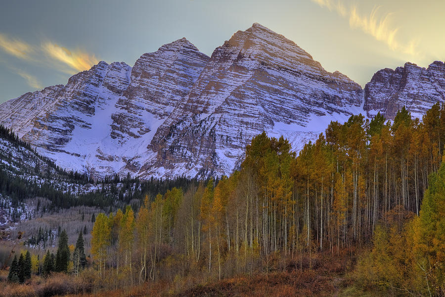 Maroon Bells Autunm Afternoon Photograph by Alan Vance Ley
