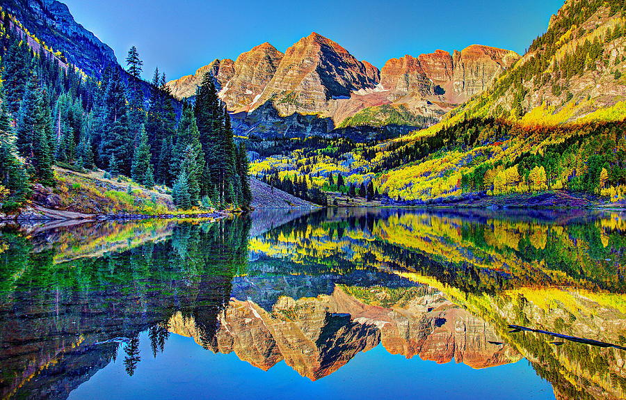 Maroon Bells Early Sunrise Photograph by Bob Augsburg