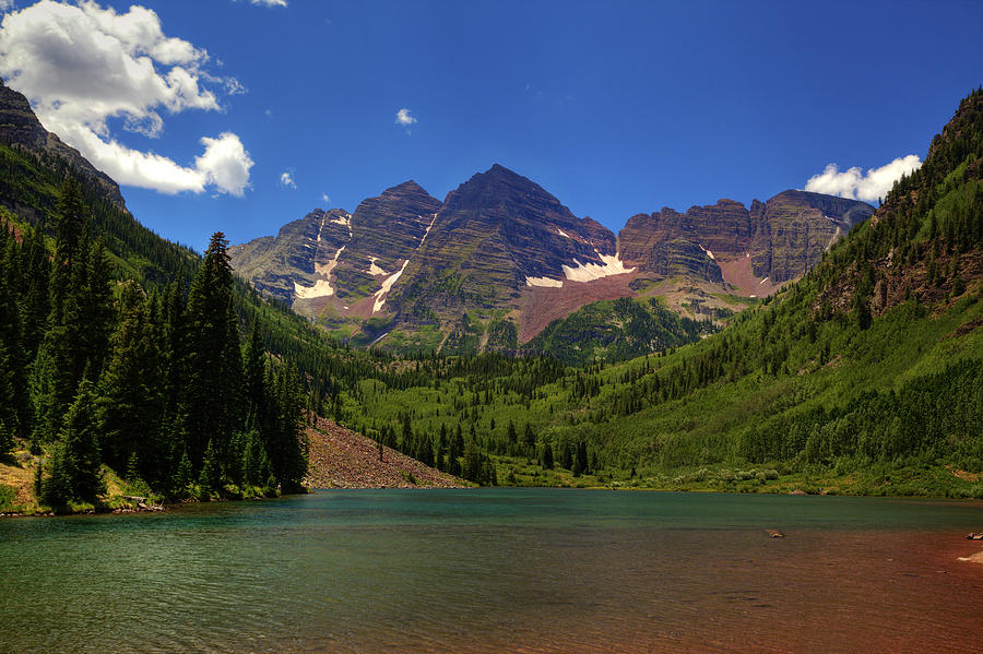 Maroon Bells from Maroon Lake Photograph by Alan Vance Ley